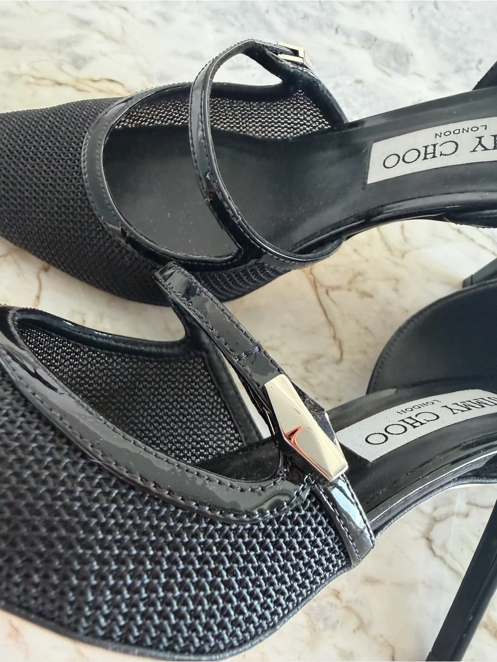 Jimmy Choo Black Pointed Mary Jane Heels